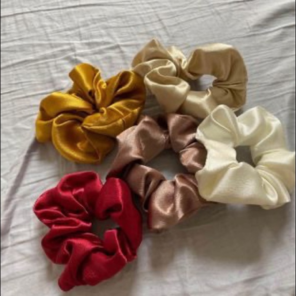 Five Large Silk Scrunchies for hair